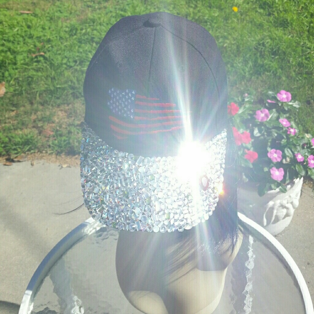 Never Been Worn Swarovski Crystal Bling American Flag baseball Hat